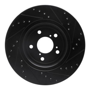 Acura MDX Brake Rotor (1) - Front Left - R1 Concepts - Drilled & Slotted - Black - `17-`20